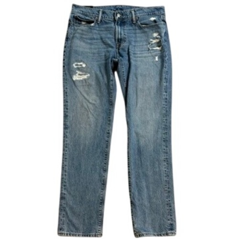 Abercrombie & Fitch Langdon Skinny Distressed Jeans Mens 32x32 Medium Wash Blue